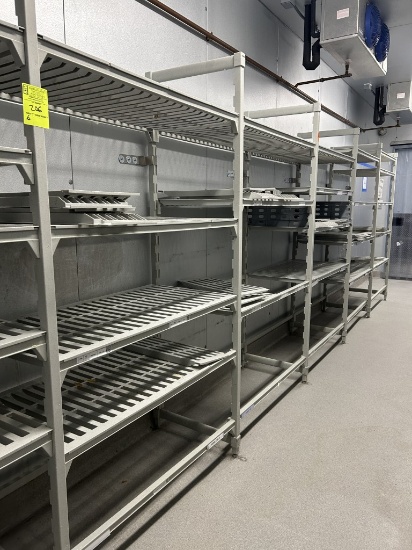 6 SECTIONS OF CAMBRO PLASTIC COOLER SHELVING