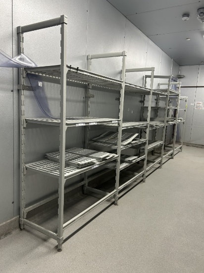 5 SECTIONS OF CAMBRO PLASTIC COOLER SHELVING