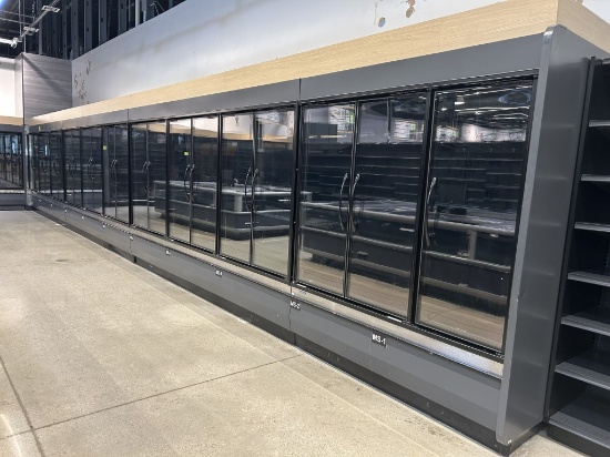 42FT RUN OF 2019 HILL PHOENIX MULTIDECK MEAT CASES W/ MED TEMP DOORS