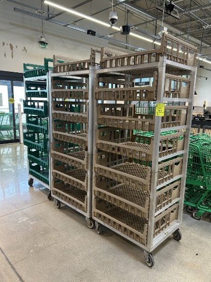 PRODUCE RACKS W/ PLASTIC CRATES