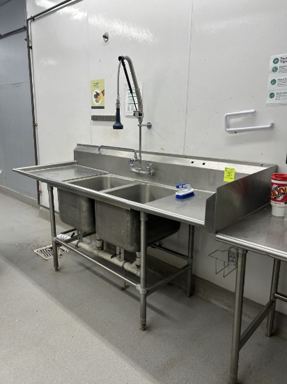 STAINLESS STEEL 2 COMPARTMENT SINK W/ SPRAYER