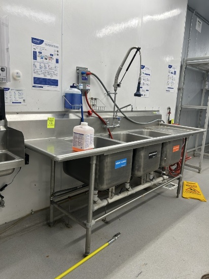 STAINLESS STEEL 3 COMPARTMENT SINK W/ SPRAYER