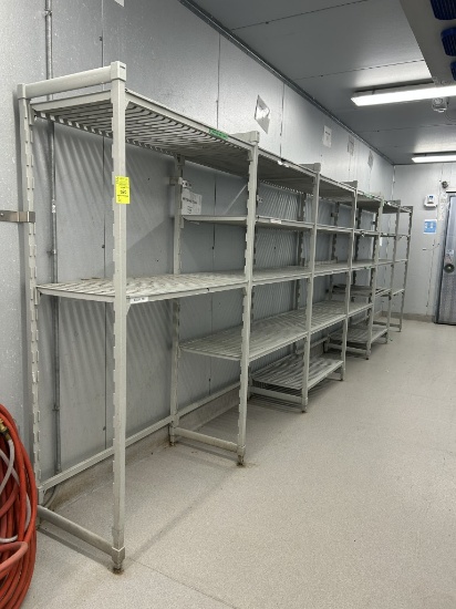 6 SECTIONS OF CAMBRO PLASTIC COOLER SHELVING