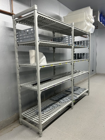 3 SECTIONS OF CAMBRO PLASTIC COOLER SHELVING