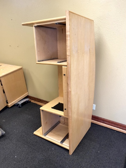 Three Piece Wood Office Desk Setup
