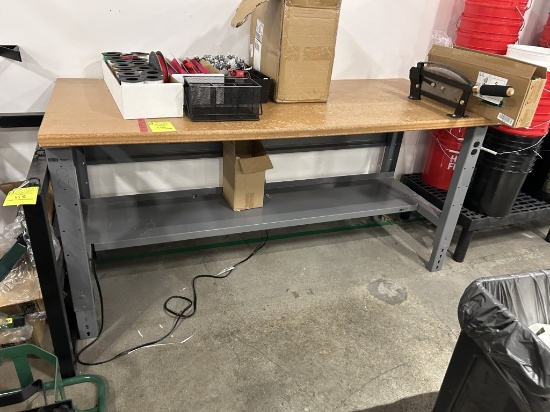 Uline 6ft Wood Top Adjustable Height Floral Work Table W/ Stem Cutter