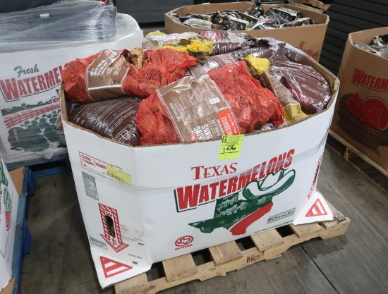 crate of hardwood pellets & hardwood chunks