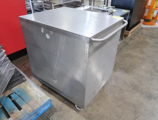 stainless demo cart w/ space for cutting board