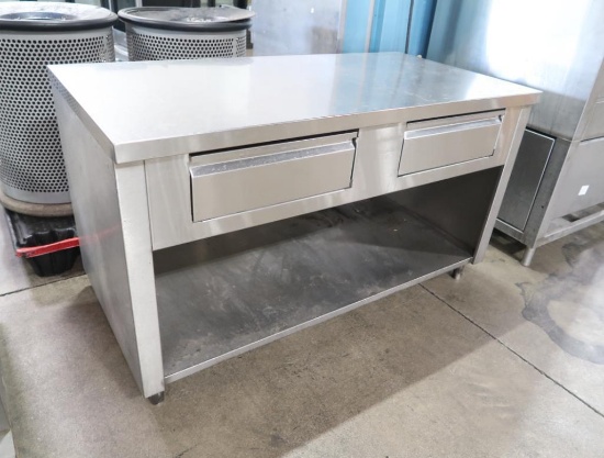 stainless table w/ drawers & enclosed bottom
