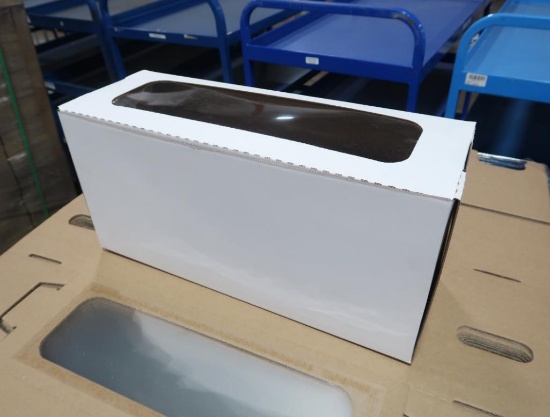 pallet of cardboard boxes w/ top window
