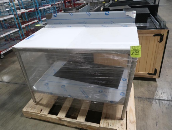 polytop table, w/ backsplash & undershelf