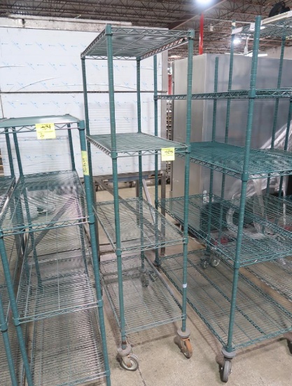 wire shelving unit, epoxy coated, on casters