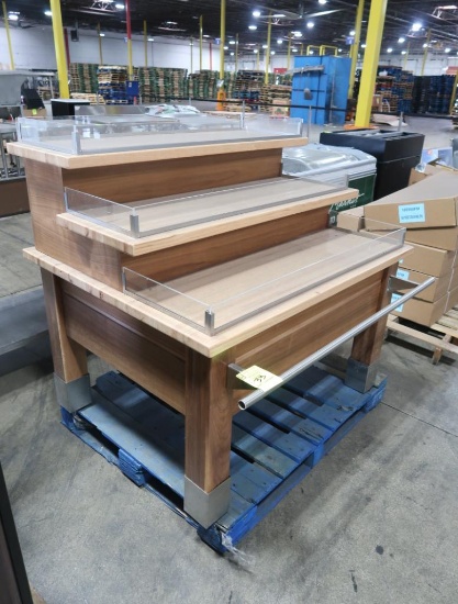 3-step merchandiser w/ solid oak top