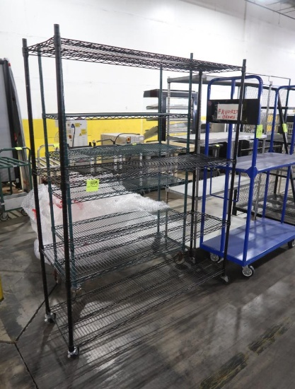 wire shelving unit, on casters
