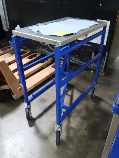 stainless top table w/ Z-style frame, on casters