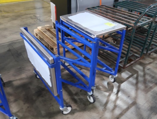 stainless top tables w/ Z-style frame, on casters