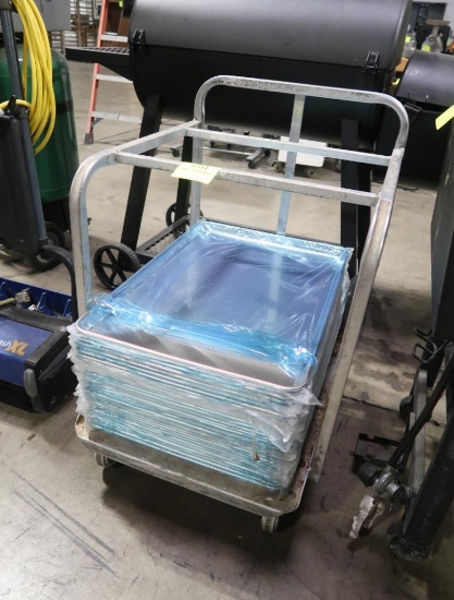 aluminum sheet pan cart w/ sheet pans