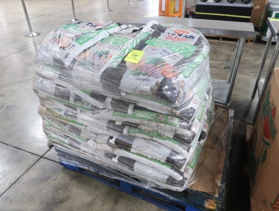pallet of bags of mushroom compost