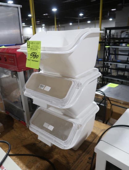 3) ingredient bins, 2) w/ lids