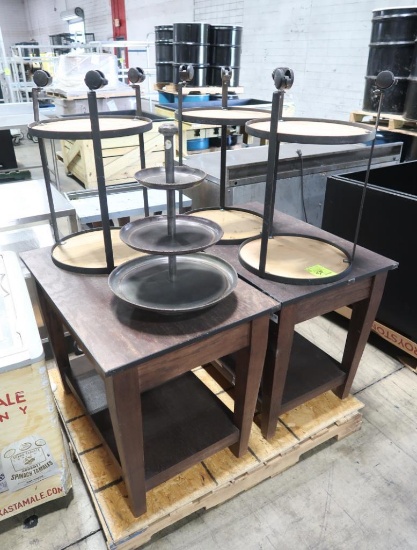 pallet of merchandising tables, racks, & tiered display