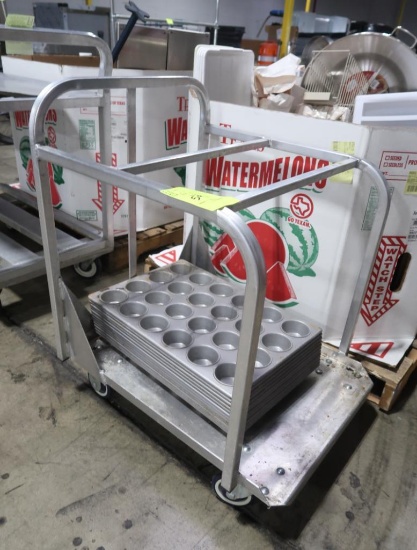 aluminum sheet pan cart w/ muffin pans