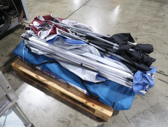 pallet of pop-up canopies & folding chair
