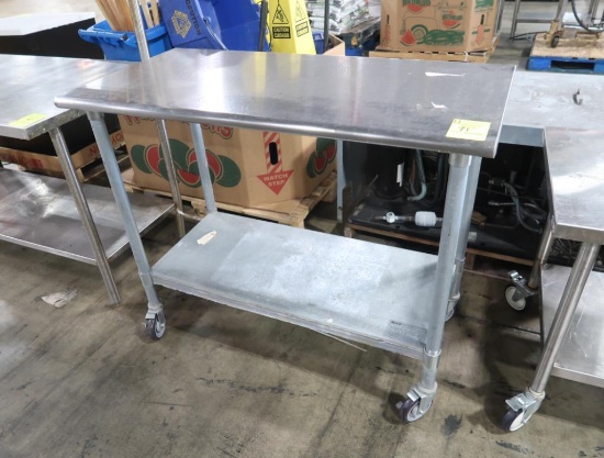 stainless table, on casters