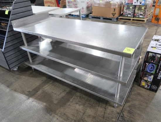 stainless table w/ sidesplash & 2) shelves