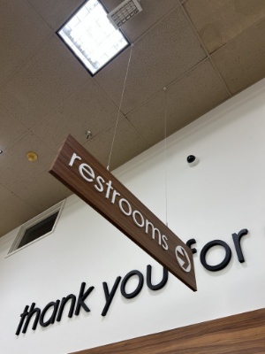 Hanging Restrooms Sign