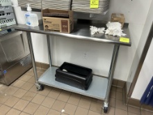 4FT STAINLESS STEEL TABLE ON CASTERS