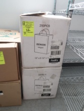 boxes of paper shopping bags