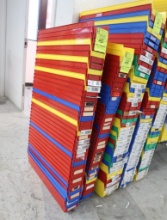 stack of plastic storage bins