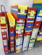 stack of plastic storage bins