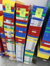 stack of plastic storage bins