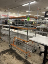 ULINE 4' 4 TIER WIRE STORAGE RACK ON CASTERS