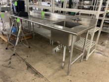 ADVANCE TABCO 7’ STAINLESS STEEL PREP TABLE WITH SINK