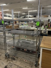 ULINE 4' 4 TIER WIRE STORAGE RACK ON CASTERS