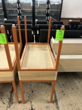 WOOD TABLE DISPLAY WITH METAL BASE