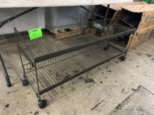 LOW PROFILE METAL WIRE RACK DISPLAY ON CASTERS