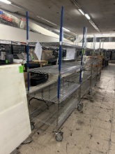 ULINE 4' 4 TIER WIRE STORAGE RACK ON CASTERS