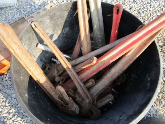Bucket of Misc. Pipe Wrenches