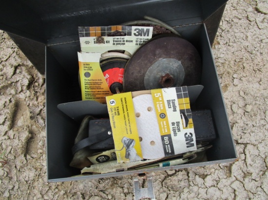 Tool Box w/ Grinding Wheels and Misc.