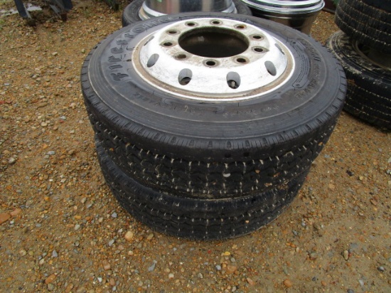 (2) 245/70R19.5 Tires and Wheels