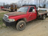 1999 Dodge Ram 3500 Flatbed Truck and Trailer