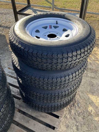 (4) New ST205/75R15 Tires and Rims