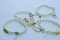 5 PEARL BRACELETS 14KT GOLD CLASP