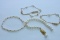 3- 14KT GOLD CLASP  PEARL BRACELETS & 1 18KT GOLD BROKEN CLASP