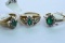 3- 10 KT EMERALD DIAMOND RING 8.5 GTW, $1100.00 RETAIL VALUE, SIZE 5 1/2, & 2- 6 1/2