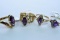 4-10KT GOLD RINGS PURPLE STONES 14 GTW, $1200.00 RETAIL VALUE