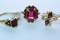 3- 10KT GOLD RINGS COLOR STONES 10.9 GTW, $850.00 RETAIL VALUE, SIZE 6, 8 1/2 & 10